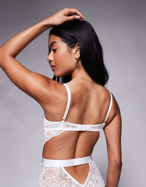 Ann Summers - Alt til bruden - Hold Me Tight - Hvid bodystocking med blonder og bøjle, 2 af 3
