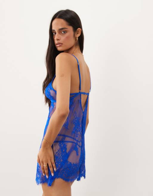 Ann Summers Availing lace chemise in cobalt blue, 2 of 4