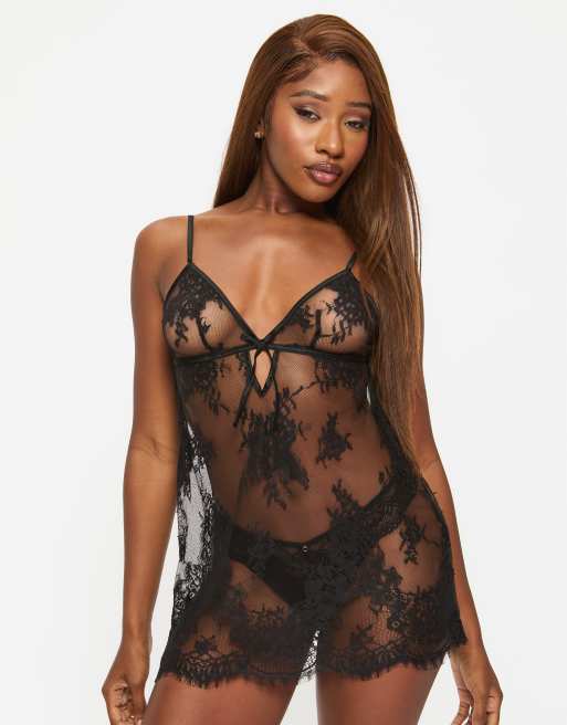 Ann Summers - Availing - Vestaglia nera in pizzo