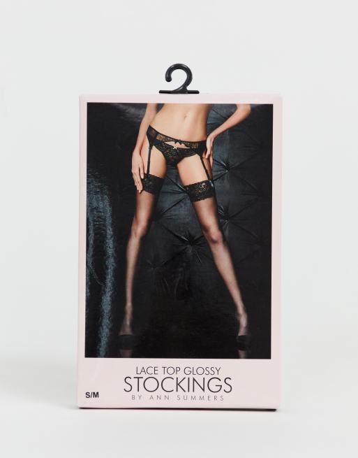 Ann Summers - Bas glossy avec partie haute en dentelle, 3 de 3