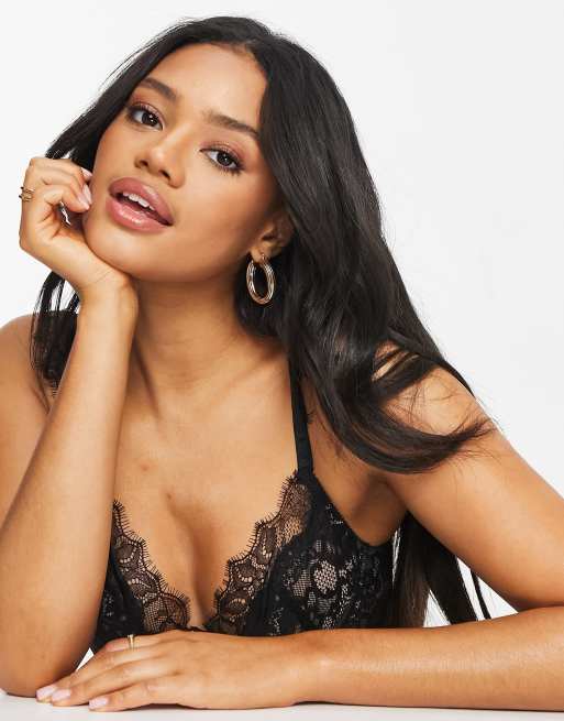 Ann Summers - Beloved - Soutien-gorge long en dentelle avec bretelles à bords assortis - Noir, 3 de 4