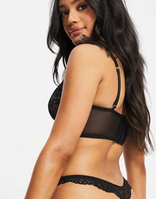 Ann Summers – Beloved – Svart spetsbehå i lång modell med spets på axelbanden, 2 av 4