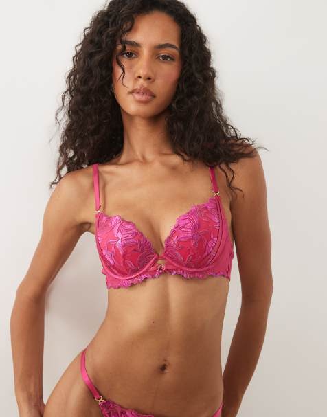 Ann Summers BH mit Foil-Stickerei und tiefem Ausschnitt in Hot Pink - view 1