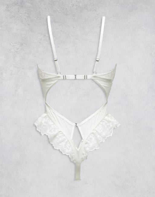 Ann Summers Boudoir Tease Bridal Crotchless Bodysuit Teddy in ivory - IVORY, 2 of 3