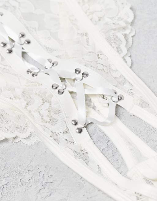 Ann Summers Boudoir Tease Bridal Crotchless Bodysuit Teddy in ivory - IVORY, 3 of 3