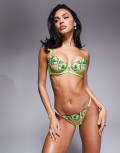 [Ann Summers] Ann Summers Caged Hibiscus string lingerie thong in lime-Green 14 GREEN