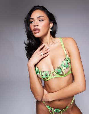 Ann Summers - Caged Hibsicus - Unwattierter Balconette-BH in Limettengrün