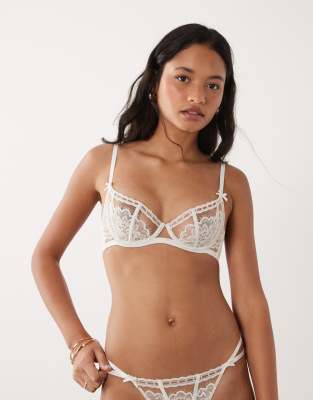 Ann Summers Caged Lace Bridal Non-padded Balconette Bra In White