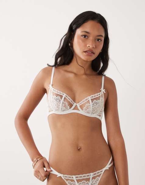 Ann Summers Caged Lace Bridal non padded balconette bra in ivory - view 1