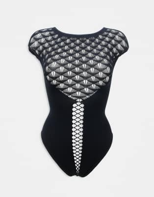 Ann Summers - Captive - Body in Schwarz mit Fächerprint