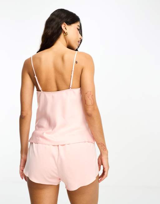 Ann Summers Cerise satin cami short set with lace trim in blush, 2 of 4