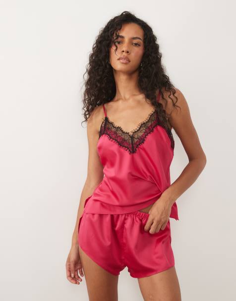 Ann Summers Cerise set med spetskantad cami i hallonrosa - view 1