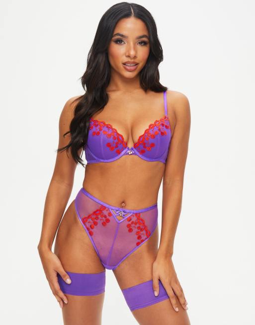 Sutiã Ann Summers, Roxo, Tamanho G, Bordado Botânico Circular,Emoldurado  por Linhas de Cetim Rouleau, Lingerie Feminina Ann Summers Nunca Usado  95668056