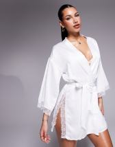 Jaded Rose long sleeve drop hem lace mini dress in white