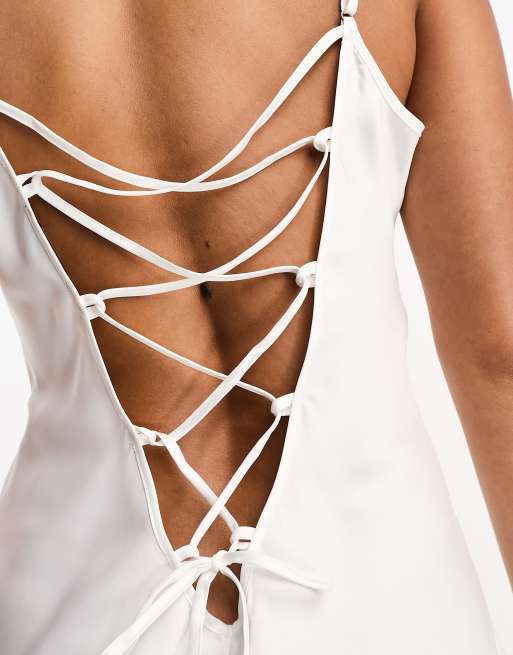  Ann Summers Cherryann satin chemise with lace trim in ivory