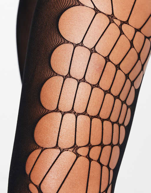 ASOS DESIGN Halloween cobweb tights in black, ASOS