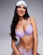 Ann Summers compassionate microfiber padded plunge bra with diamante detail in black