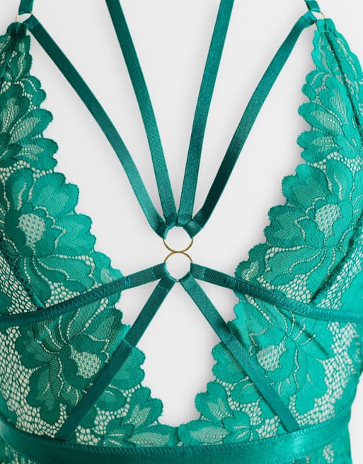 Ann Summers Confession crotchless body in green, 3 of 5