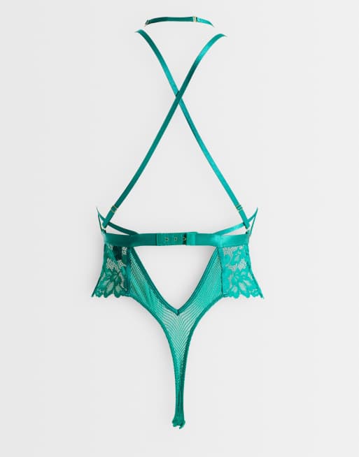 Ann Summers Confession crotchless body in green, 4 of 5
