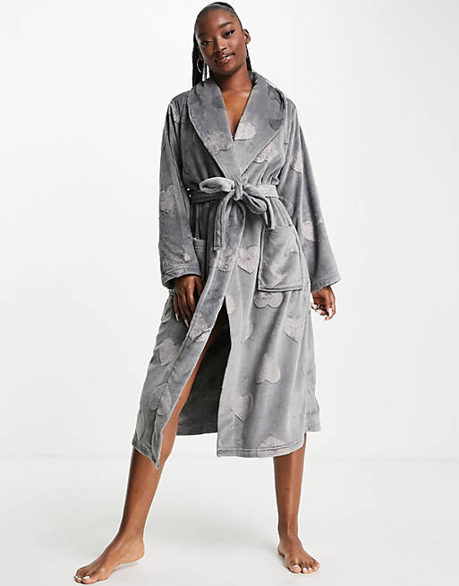 Ann Summers cosy sparkle heart robe in grey