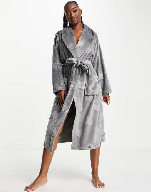 ASOS DESIGN bridal bridesmaid satin mini robe in blue