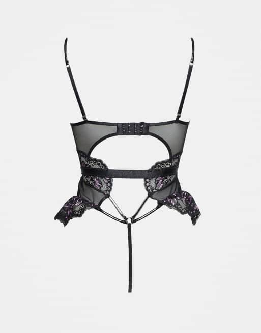 Ann Summers crotchless teddy in black and lilac, 3 of 3