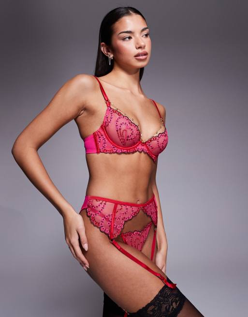 Ann Summers - Cupid's Love - Pink BH uden polstring med dyb udskæring og aftagelig kæde, 3 af 4