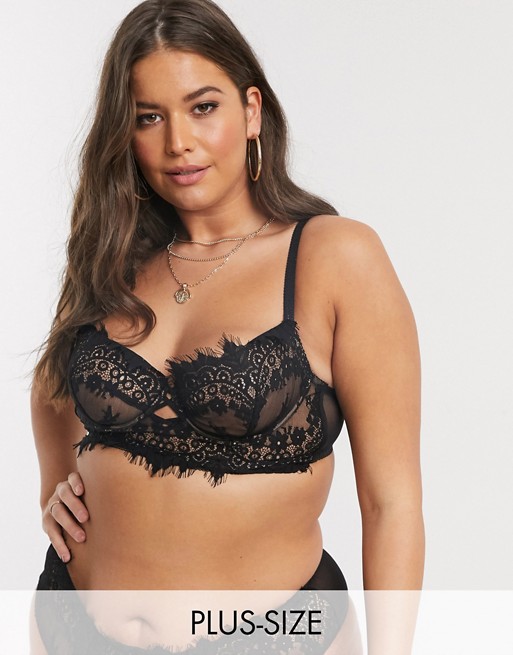 Ann Summers Curve Fearless longline lace non padded bra in black