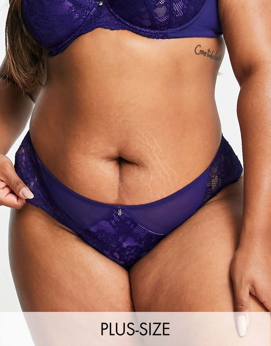 Ann Summers Curve Sexy Lace Planet nylon blend plunge bra in purple - PURPLE