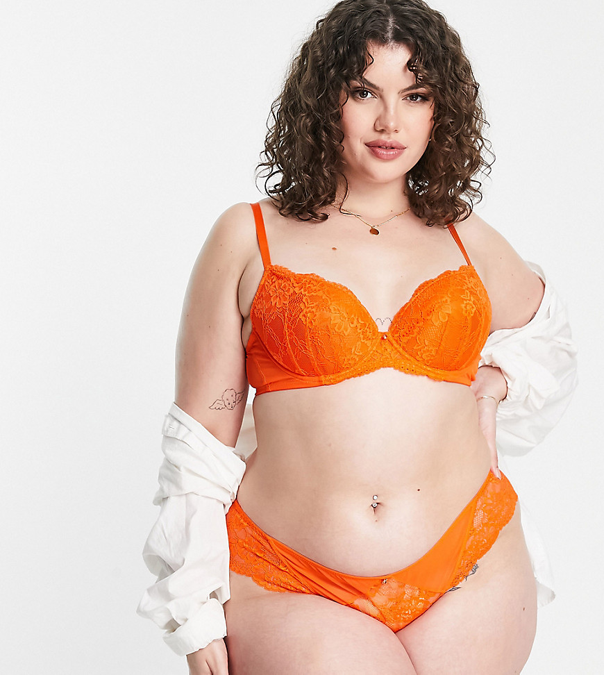 Ann Summers Curve Sexy Lace Planet Nylon Blend Brazilian Brief In Orange - Orange