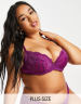 Ann Summers Curve Sexy Lace Planet nylon blend plunge bra in purple - PURPLE