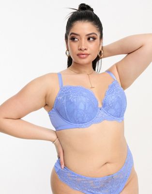 ANN SUMMERS CURVE SEXY LACE PLANET PLUNGE BRA IN BLUE