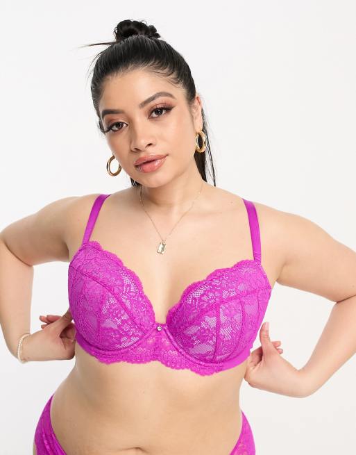 Ann Summers Curve Sexy Lace Planet plunge bra in purple and lilac