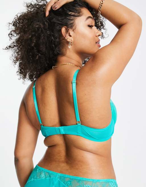 Ann Summers Curve Sexy nylon blend lace plunge bra in green - MGREEN, 2 of 4