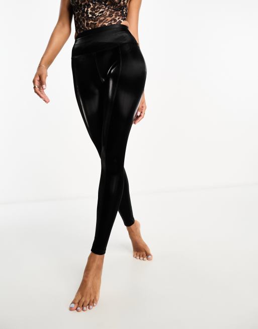 ASOS 4505 Hourglass – Czarne błyszczące legginsy o długości 7/8 w