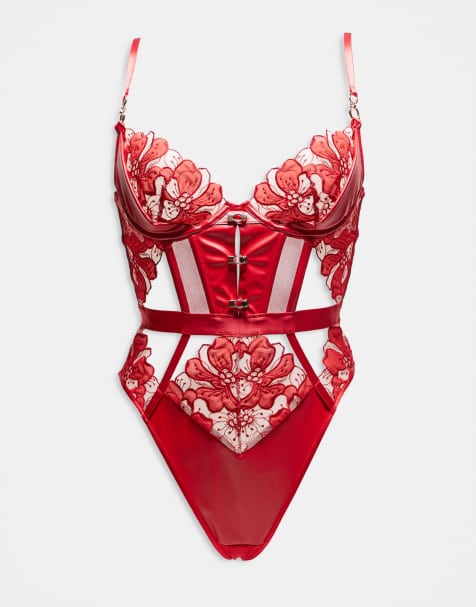 Ann Summers Dark Side crotchless body in red - view 1