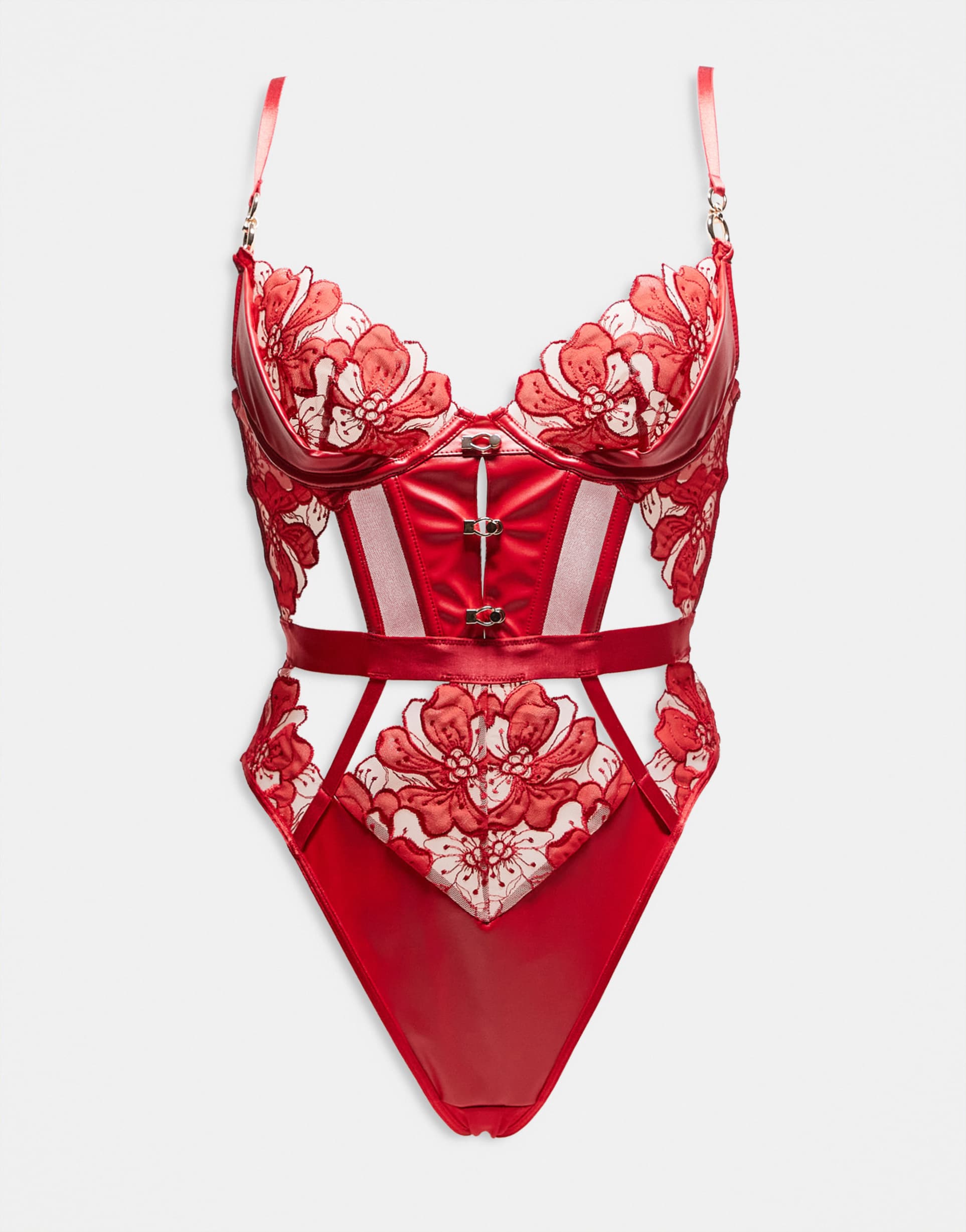 ann summers dark side crotchless bodysuit in red