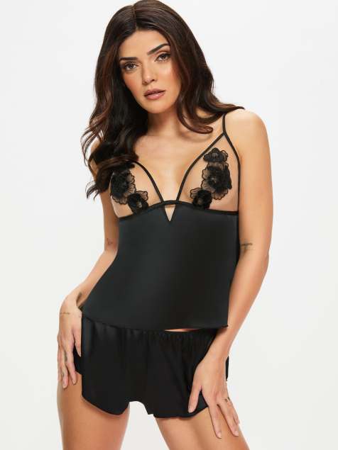 Ann Summers Delphine cami set in black - view 1