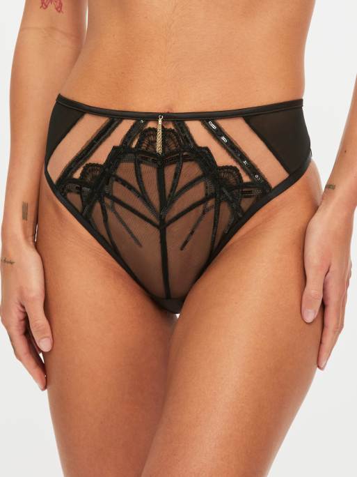 Ann Summers Desiring decadence high waist brazilian in black, 2 of 4