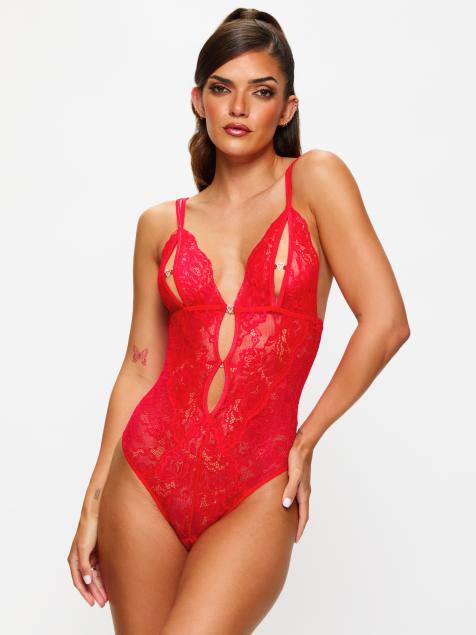Ann Summers Diamond heart crotchless body in red - view 1