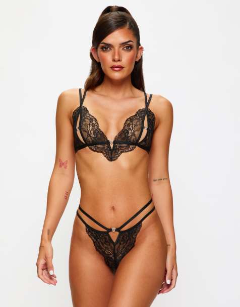 Ann Summers Diamond heart crotchless set in black - view 1
