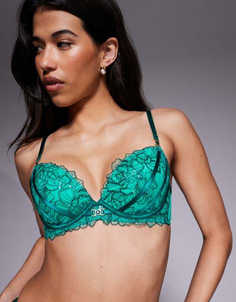 Ann Summers Divine Temptation padded plunge bra in green  - view 1