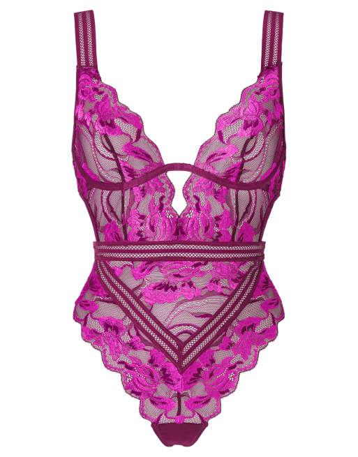 Ann Summers Embracing lace wired lingerie body in purple, 6 of 6