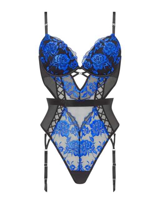 Ann Summers Endless attraction padded body in black/blue, 3 of 3