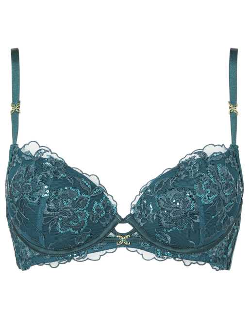 Ann Summers Endless attraction padded plunge bra in dark green, 2 of 4