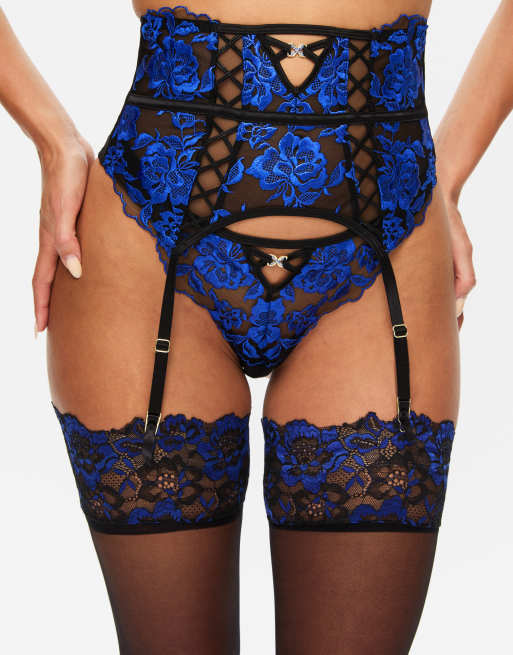 Ann Summers Endless attraction waspie in black/blue, 3 of 3
