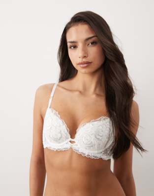 Endless Attraction - Wattierter BH in Rosa mit tiefem Ausschnitt-Weiß Weiß 34G