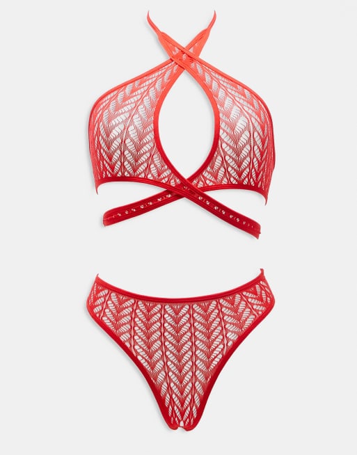 Ann Summers – Enthralling – Rött underklädesset med spetsdetaljer utan gren