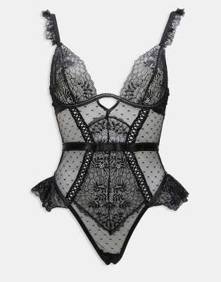 Ann Summers Entice Me Crotchless Teddy In Black