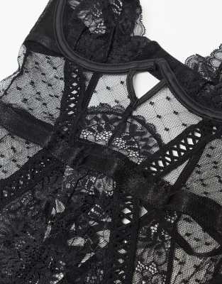 Ann Summers Entice Me Crotchless Teddy In Black